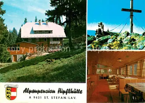 AK / Ansichtskarte St_Stefan_Lavanttal Alpenpension Hipflhuette Gaststube Gipfelkreuz St_Stefan_Lavanttal