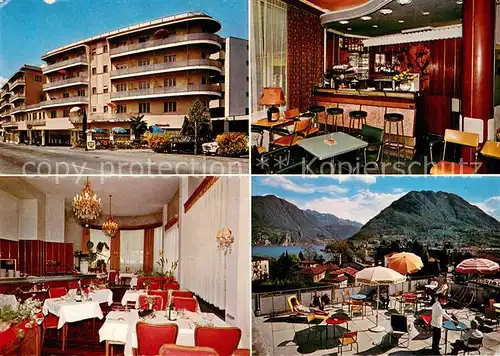 AK / Ansichtskarte Lugano_Lago_di_Lugano Hotel Restaurant Minerva Bar Gaststube Terrasse Lugano_Lago_di_Lugano