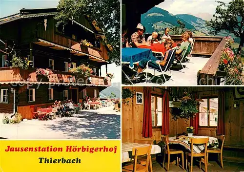 AK / Ansichtskarte Thierbach_Wildschoenau Jausenstation Hoerbigerhof Terrasse Gaststube Thierbach Wildschoenau