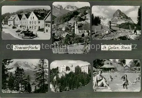 AK / Ansichtskarte St_Gallen_SG Orts  und Teilansichten Kirche Schwimmbad St_Gallen_SG