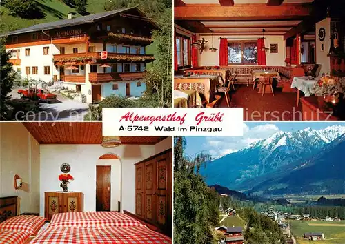 AK / Ansichtskarte Wald_Pinzgau Alpengasthof Gruebl Gaststube Zimmer Panorama Wald Pinzgau