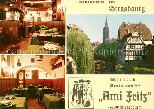 AK / Ansichtskarte Strasbourg_Alsace Winstub Restaurant Ami Fritz Gastraeume Strasbourg Alsace