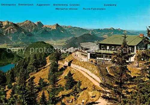 AK / Ansichtskarte Tegelberg Panorama Gaststaette mit Allgaeuer und Tiroler Alpen Tegelberg
