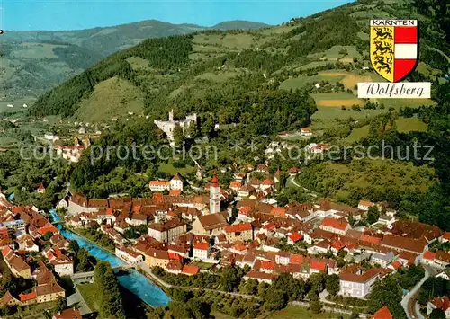 AK / Ansichtskarte Wolfsberg_Kaernten Fliegeraufnahme mit Stadtzentrum und Schloss Wolfsberg Kaernten