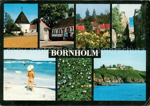 AK / Ansichtskarte Bornholm Teilansichten Strand Felsen Kirche Burg Bornholm