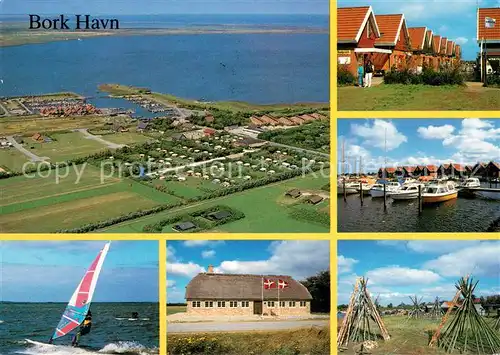 AK / Ansichtskarte Bork_Havn Fliegeraufnahme Ferienhaeuser Bootshafen Windsurfer Haus Bork_Havn