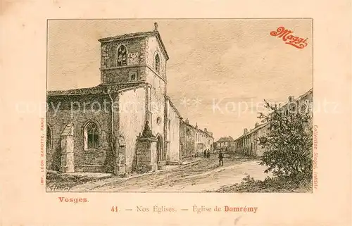 AK / Ansichtskarte Domremy la Pucelle_Vosges Eglise Dessin Kuenstlerkarte Maggi Werbung Domremy la Pucelle_Vosges