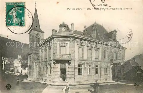 AK / Ansichtskarte Le_Mont Dore_Puy_de_Dome Eglise et la Poste Le_Mont Dore_Puy_de_Dome