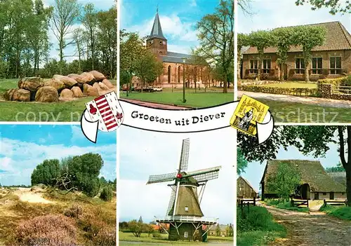 AK / Ansichtskarte Diever Teilansichten Kirche Muehle Diever