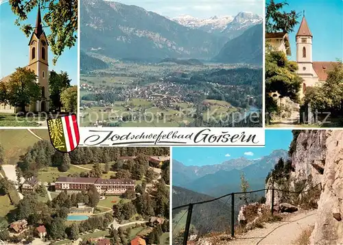 AK / Ansichtskarte Goisern_Oberoesterreich Kirchen Panorama Kuranstalt Bergpfad Goisern_Oberoesterreich