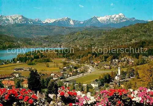 AK / Ansichtskarte Krumpendorf_Woerthersee Panorama mit den Karawanken Krumpendorf Woerthersee