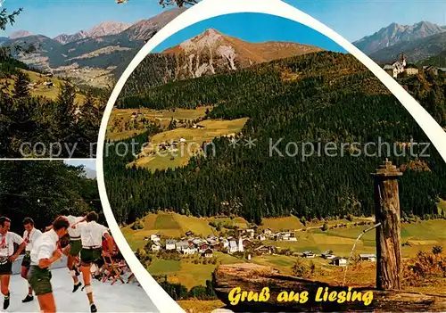 AK / Ansichtskarte Liesing_Kaernten Panorama Lesachtal Schuhplattlergruppe Liesing Kaernten