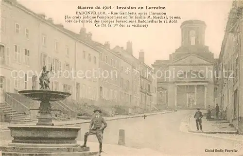 AK / Ansichtskarte Badonviller Rue Gambetta apres l invasion Grande Guerre de 1914 Invasion en Lorraine Badonviller