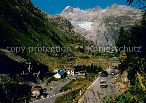 AK / Ansichtskarte Gletsch am Grimsel mit Furkapass Galenstock und Rhonegletscher Gletsch