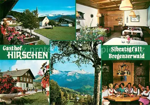 AK / Ansichtskarte Sibratsgfaell_Vorarlberg Gasthof Hirschen Gastraeume Panorama Sibratsgfaell Vorarlberg