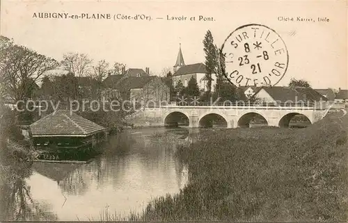 AK / Ansichtskarte Aubigny en Plaine Lavoir et pont Aubigny en Plaine
