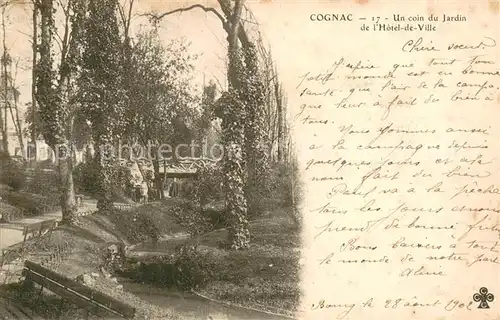 AK / Ansichtskarte Cognac_Charente Un coin du jardin de l Hotel de Ville 