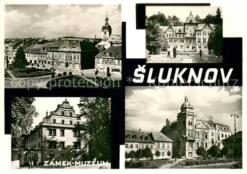 AK / Ansichtskarte Sluknov Teilansichten Gebaeude Schloss Museum Sluknov