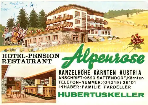 AK / Ansichtskarte Sattendorf Hotel Pension Restaurant Alpenrose Kanzelhoehe Kuensterkarte Sattendorf