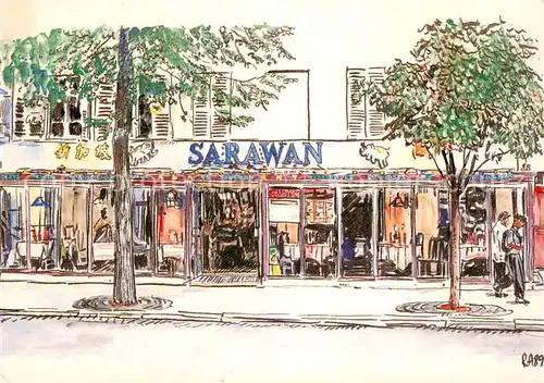 AK / Ansichtskarte Paris Restaurant Le Sarawan Kuenstlerkarte Paris