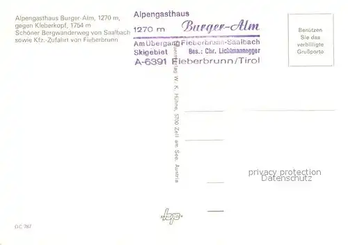 AK / Ansichtskarte Fieberbrunn_Tirol Alpengasthaus Burger Alm Fieberbrunn Tirol