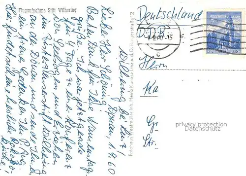 AK / Ansichtskarte Wilhering Stift Kloster Fliegeraufnahme Wilhering