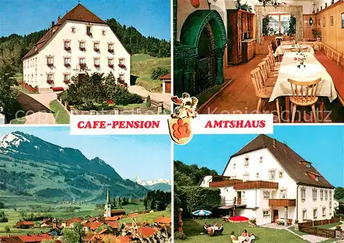 AK / Ansichtskarte Vorderburg_Immenstadt Cafe Pension Amtshaus Gaststube Panorama Liegewiese Vorderburg_Immenstadt