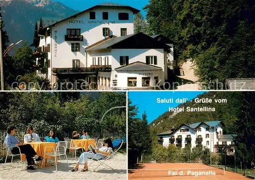 AK / Ansichtskarte Fai_della_Paganella Hotel Santellina Gartenterrasse Tennisplatz Fai_della_Paganella