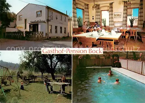 AK / Ansichtskarte Gloggnitz_Niederoesterreich Gasthof Pension Bock Gaststube Garten Pool Gloggnitz
