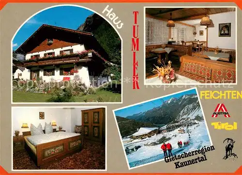 AK / Ansichtskarte Feichten_Kaunertal Pension Tumler Gaststube Zimmer Panorama Feichten Kaunertal