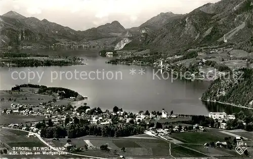AK / Ansichtskarte Strobl St. Wolfgang St. Gilgen am Wolfgangsee Alpenpanorama Fliegeraufnahme Strobl