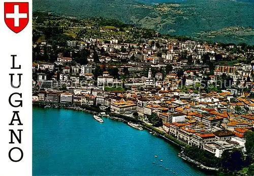 AK / Ansichtskarte Lugano_TI Fliegeraufnahme Lago Lugano_TI