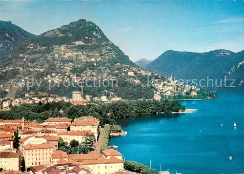 AK / Ansichtskarte Monte_Bre_Lugano Fliegeraufnahme Monte_Bre_Lugano