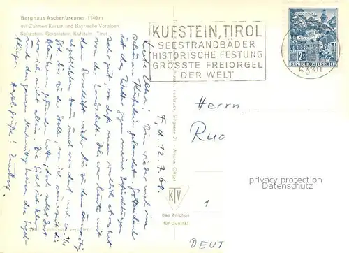 AK / Ansichtskarte Kufstein_Tirol Berghaus Aschenbrenner mit Zahmen Kaiser Kufstein_Tirol