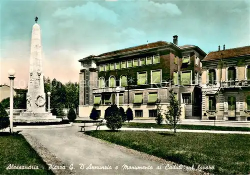 AK / Ansichtskarte Alessandria Piazza G dAnnunzio e Monumento ai Caduti sul lavoro Alessandria