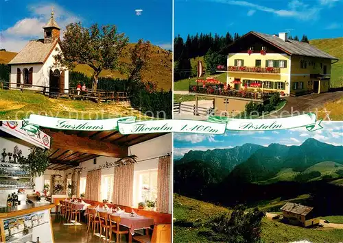 AK / Ansichtskarte Strobl Gasthof Thoralm Postalm Gastraum Kapelle Panorama Strobl