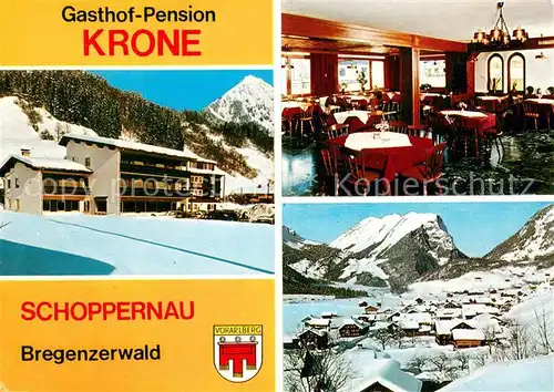 AK / Ansichtskarte Schoppernau_Vorarlberg Gasthof Pension Krone Gaststube Panorama Schoppernau Vorarlberg