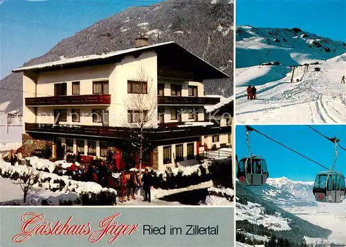AK / Ansichtskarte Ried_Zillertal Gaestehaus Jaeger Panorama Gondelbahn Ried_Zillertal