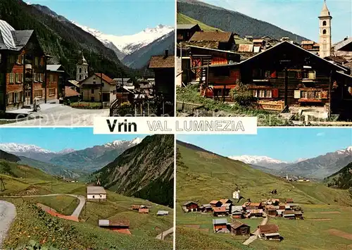 AK / Ansichtskarte Vrin Motive Bergdorf Val Lumnezia mit Sogn Giusep und Cons Alpenpanorama Vrin