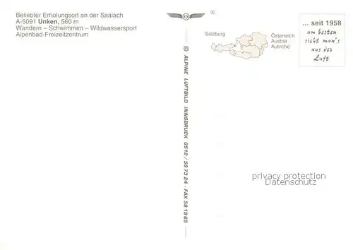 AK / Ansichtskarte Unken Erholungsort an der Saalach Alpen Fliegeraufnahme Unken
