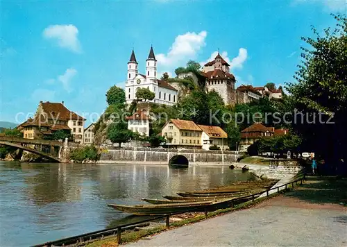 AK / Ansichtskarte Aarburg_AG Partie an der Aare Blick zur Festung Aarburg_AG