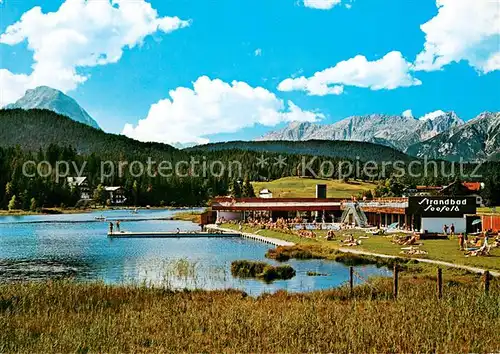 AK / Ansichtskarte Seefeld_Tirol Schwimmbad gegen Hohe Munde Wettersteingebirge Seefeld Tirol