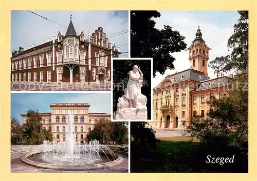 AK / Ansichtskarte Szeged Sehenswuerdigkeiten Gebaeude Denkmal Statue Wasserspiele Szeged