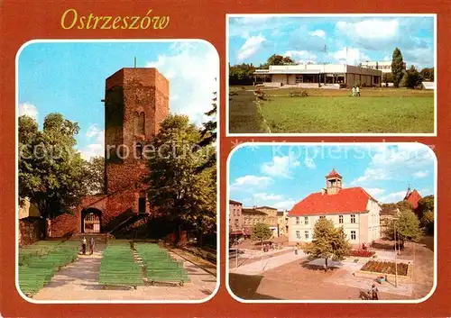 AK / Ansichtskarte Ostrzeszow Burg Kaufhaus Marktplatz Rathaus Ostrzeszow