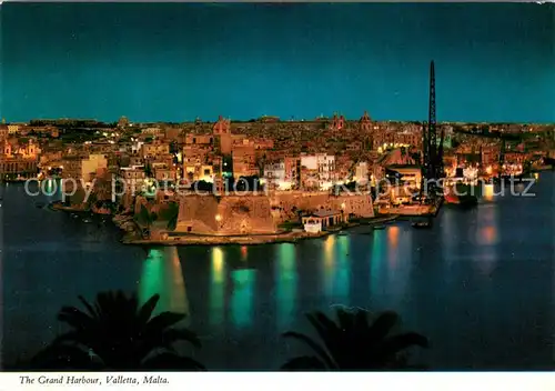AK / Ansichtskarte Valletta_Malta Grand Harbour at night Valletta_Malta