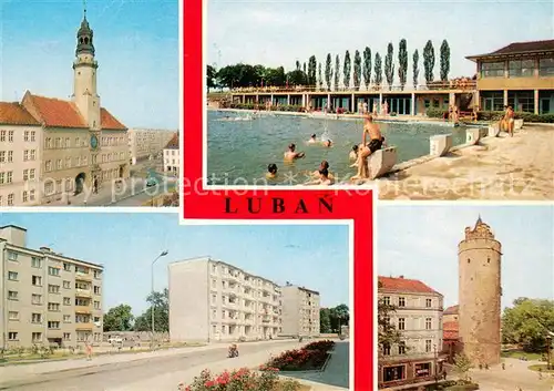 AK / Ansichtskarte Luban Rathaus Freibad Wohnsiedlung Turm Luban