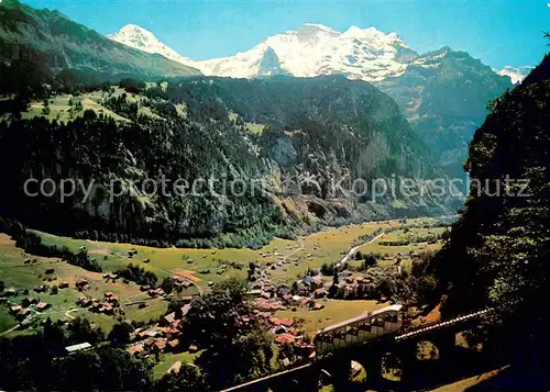 AK / Ansichtskarte Lauterbrunnen_BE Panorama Muerrenbahn Moench Jungfrau Berner Alpen Lauterbrunnen BE