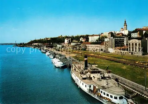 AK / Ansichtskarte Beograd_Belgrad Hafen Bootsanleger Donau Beograd Belgrad