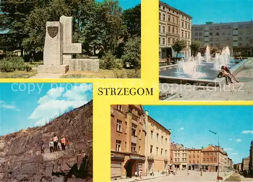 AK / Ansichtskarte Strzegom Denkmal Wasserspiele Freundschaftsplatz Strzegom
