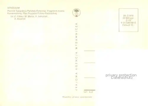 AK / Ansichtskarte Strzegom Denkmal Wasserspiele Freundschaftsplatz Strzegom